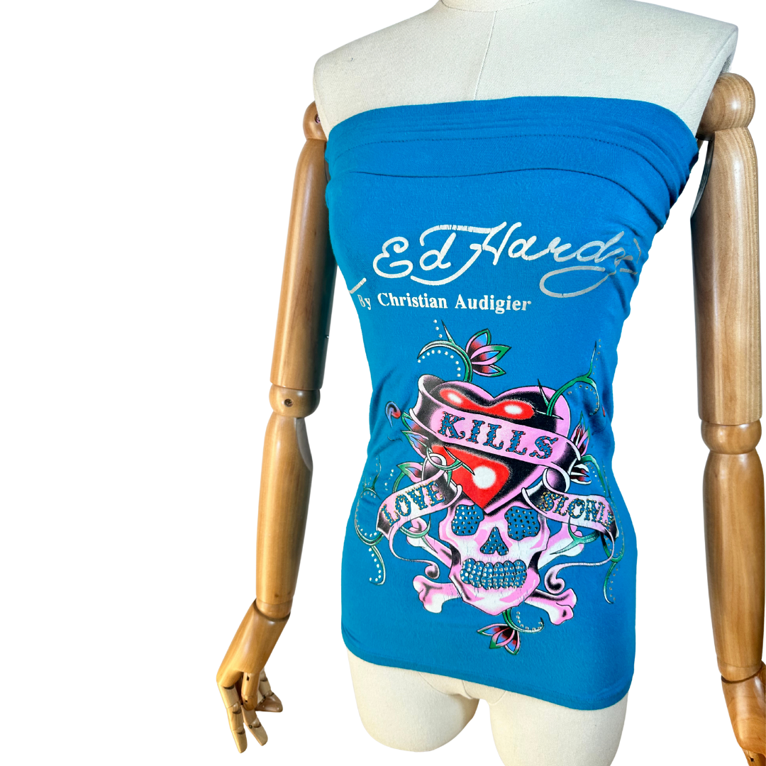 Ed Hardy boob-tube top - S