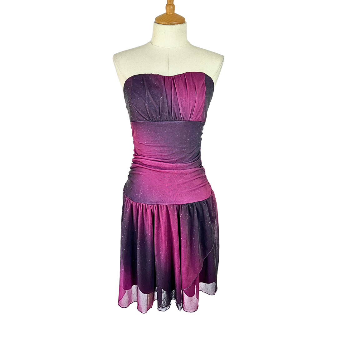 Y2K Ombre Boobtube Glittery Mesh Dress - S