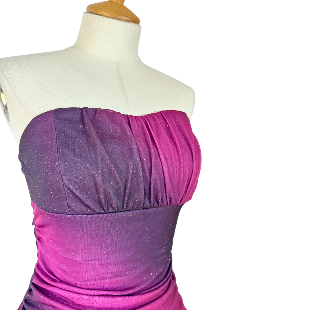 Y2K Ombre Boobtube Glittery Mesh Dress - S