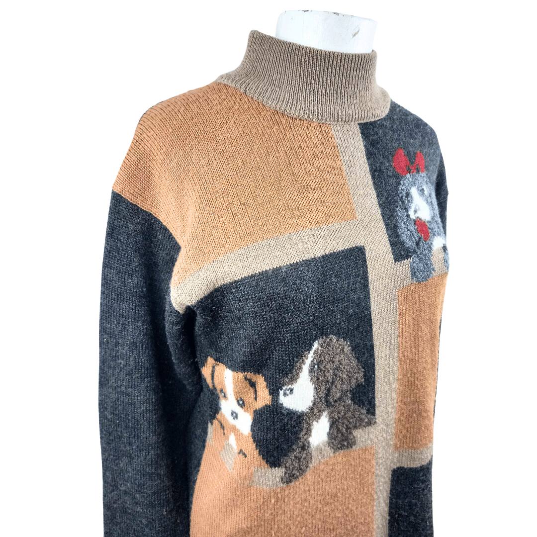 Mock neck puppy knitted jersey - M
