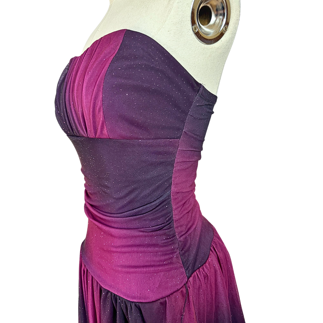 Y2K Ombre Boobtube Glittery Mesh Dress - S