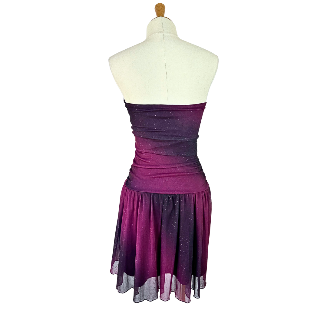 Y2K Ombre Boobtube Glittery Mesh Dress - S
