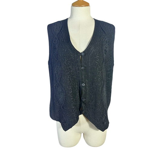Black boho embroidered waistcoat - M