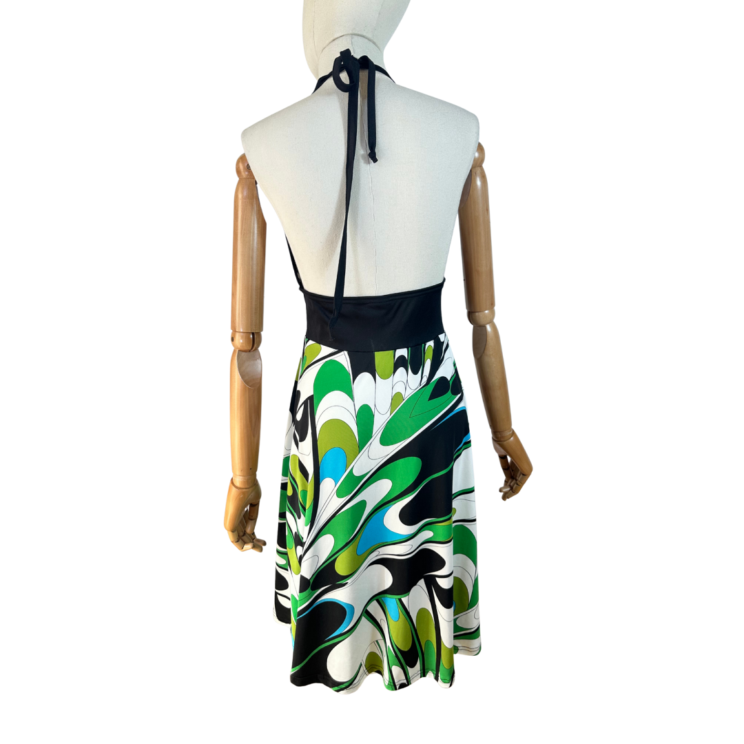Y2K geometric halter neck dress - S