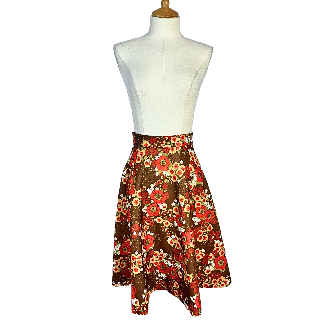 70s vintage floral skirt - S
