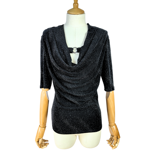 Black Y2K shimmery top - M