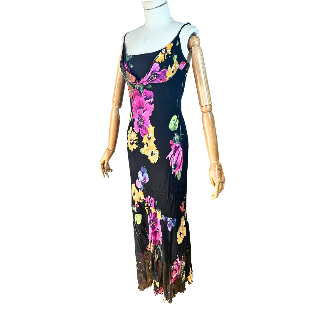 Floral spaghetti strap maxi dress - M