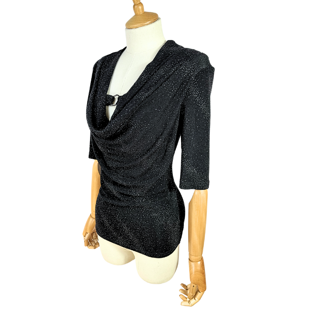 Black Y2K shimmery top - M