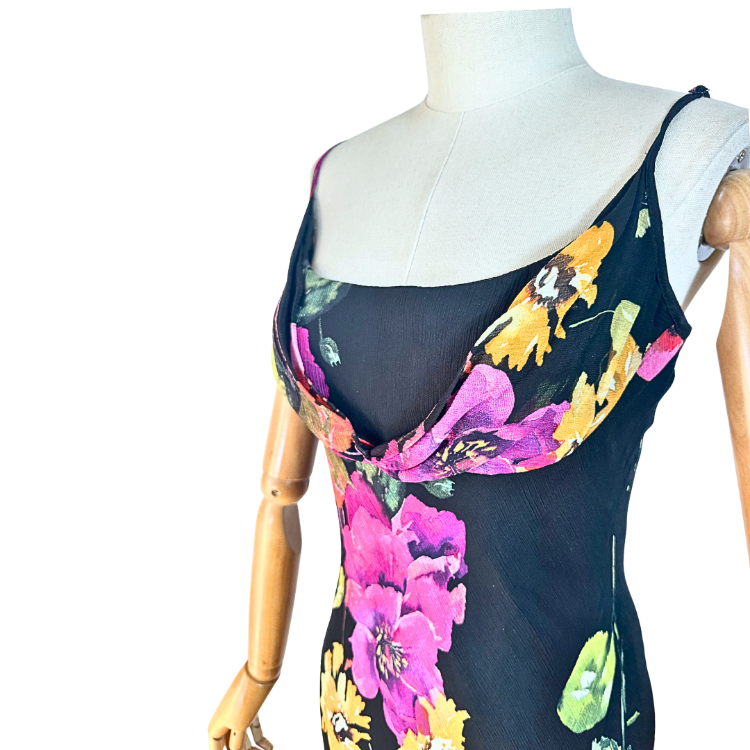 Floral spaghetti strap maxi dress - M