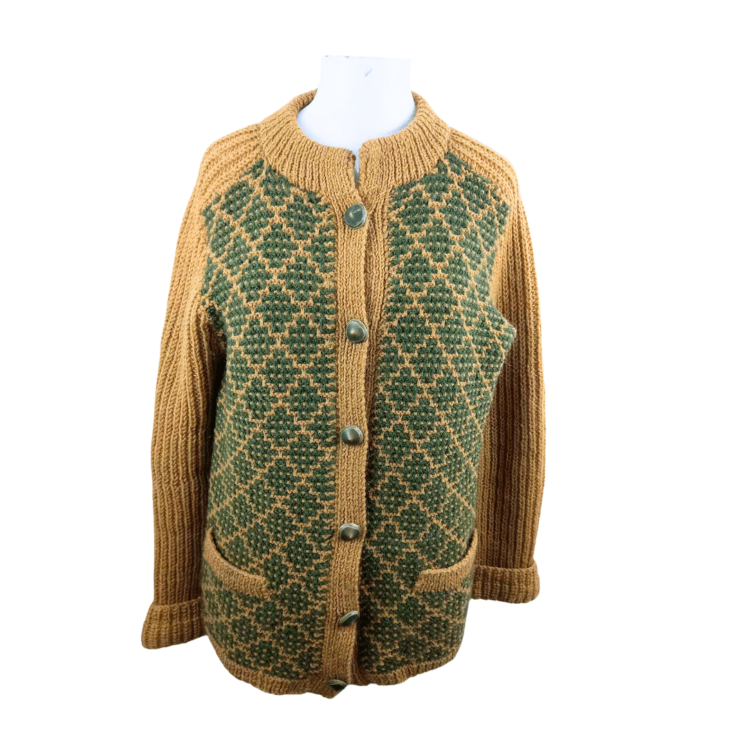 Diamond pattern knitted cardigan - M
