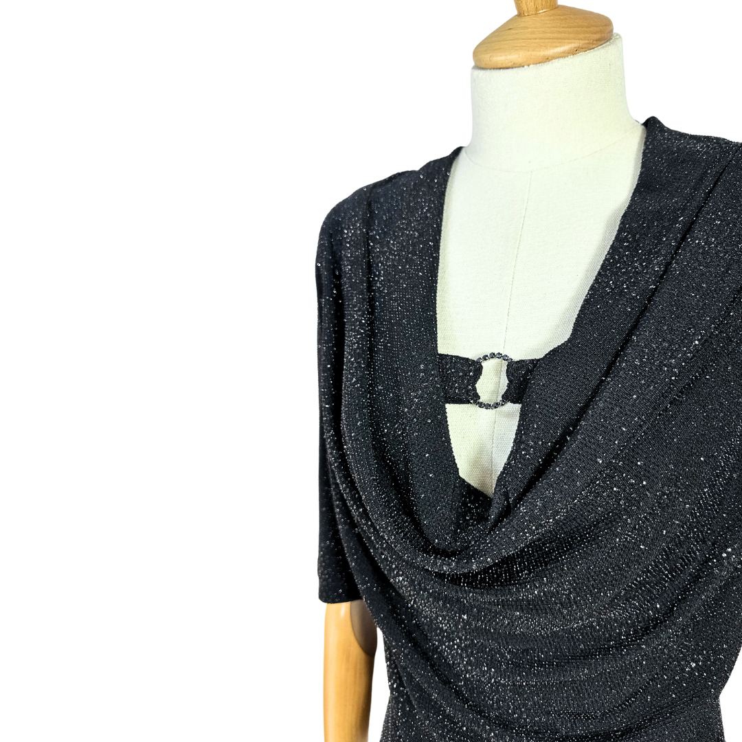 Black Y2K shimmery top - M