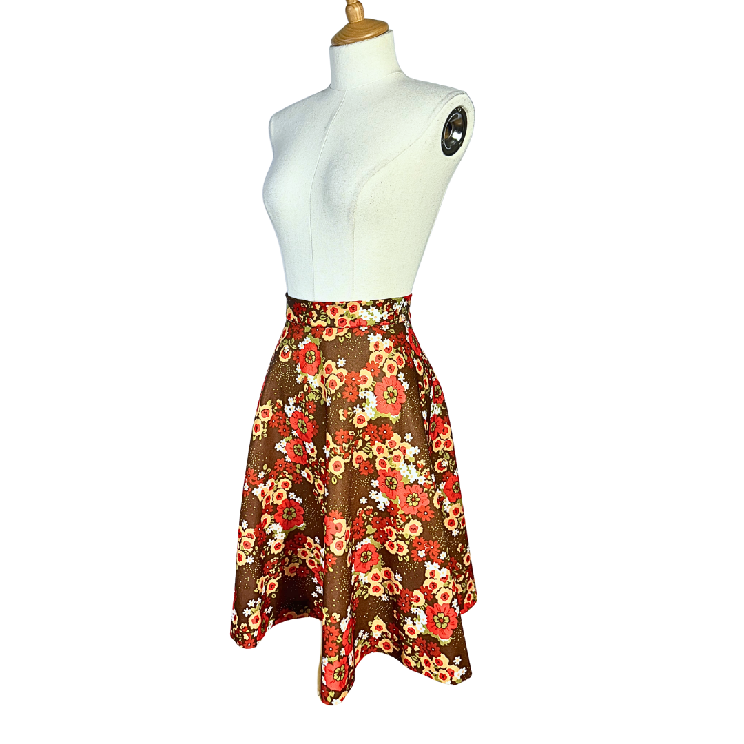 70s vintage floral skirt - S