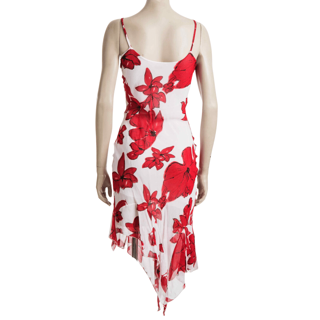 Floral spaghetti strap dress with fairy hem - S