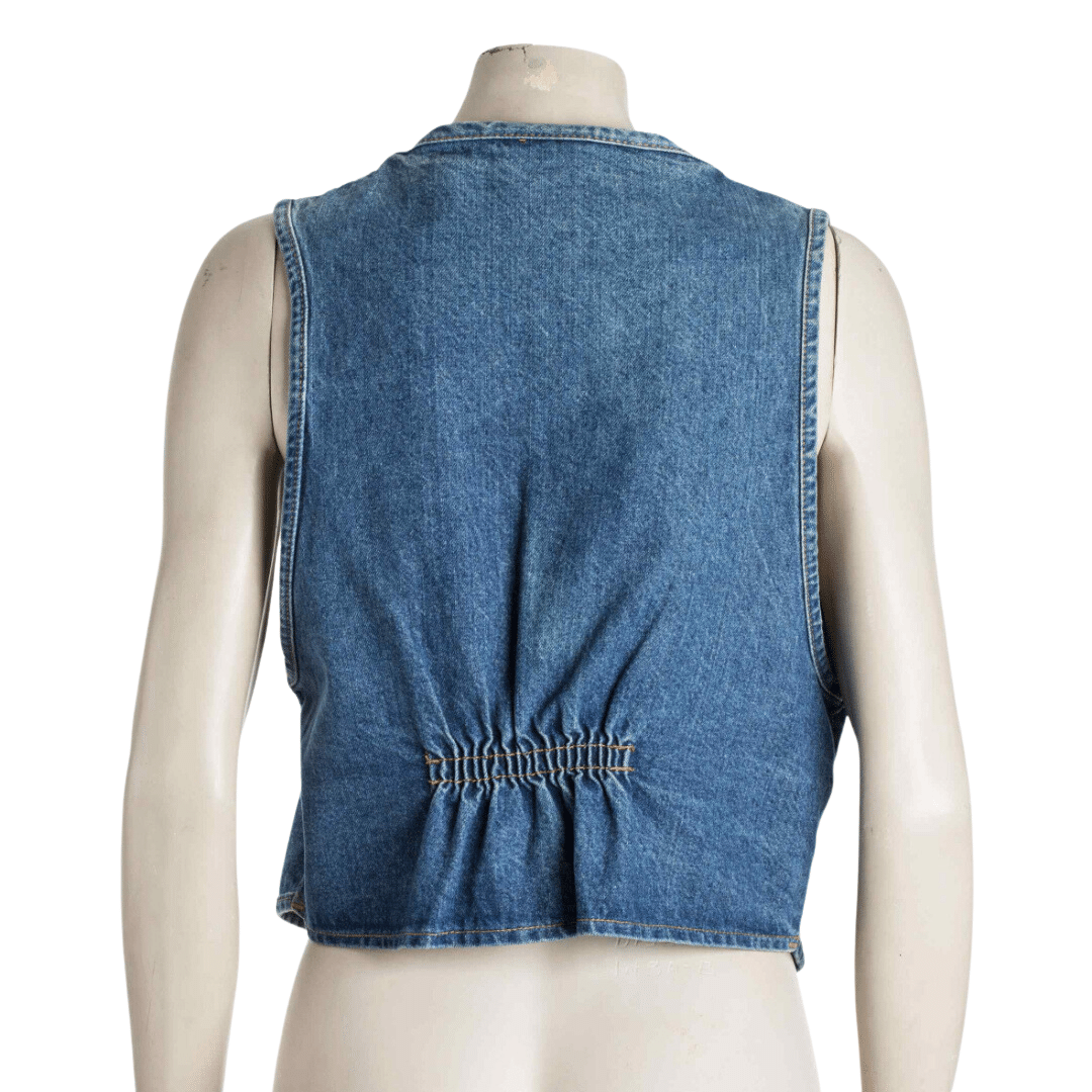 Denim waistcoat with crochet insert - M