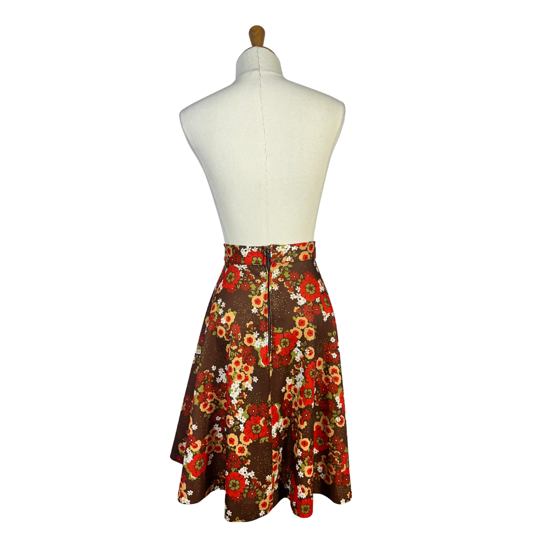 70s vintage floral skirt - S