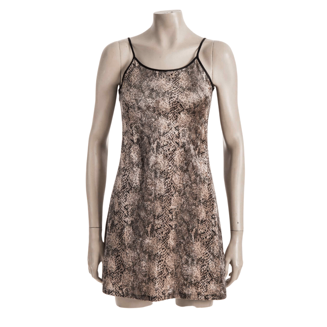 90s snake print spaghetti strap dress - M