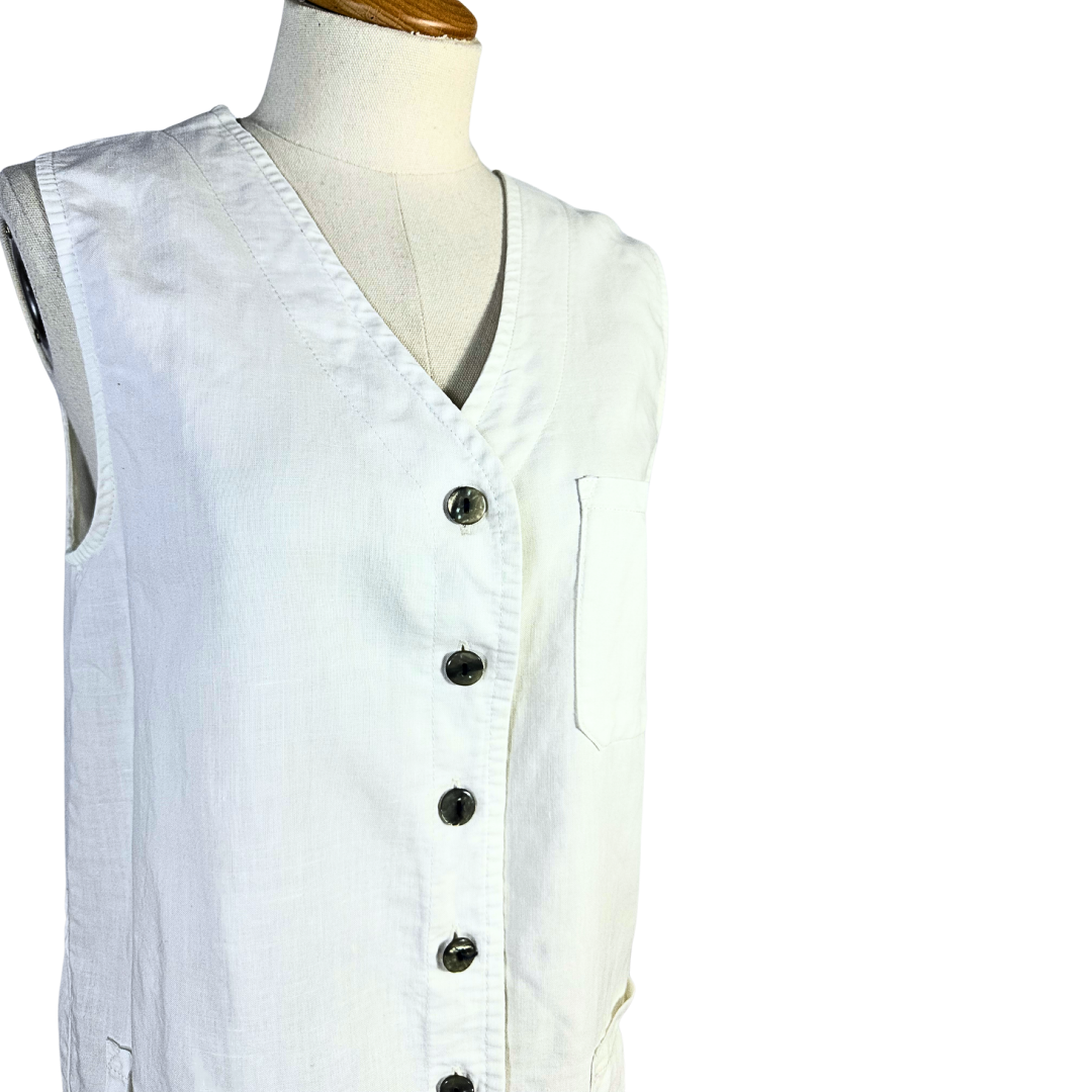 White 90s button down blouse - M