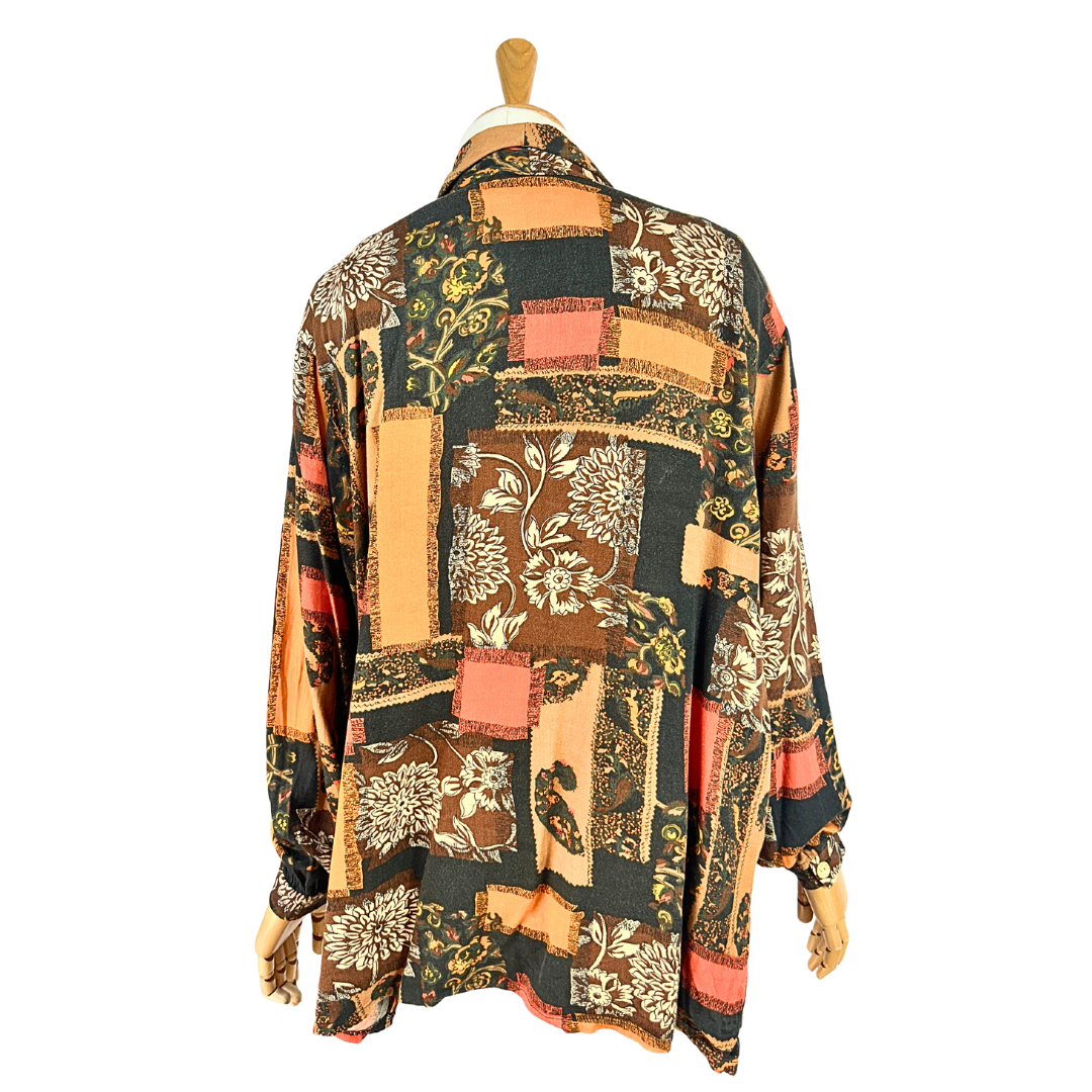 Brown vintage floral shirt - XL