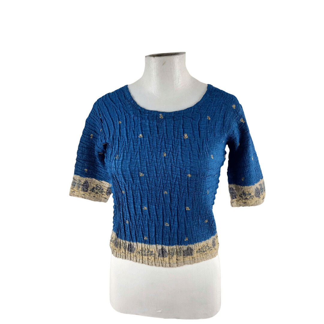 Crinkled paisley shortsleeve top - S