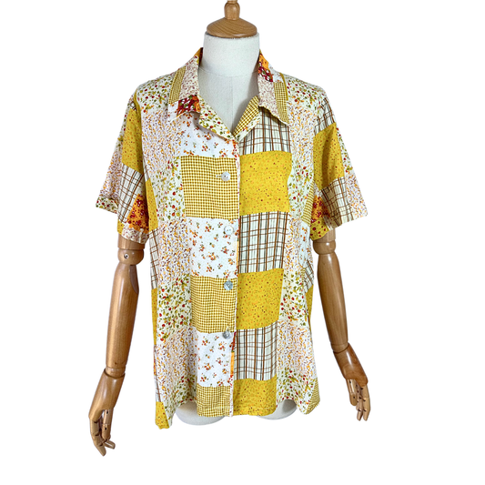 Vintage patchwork style shirt - M