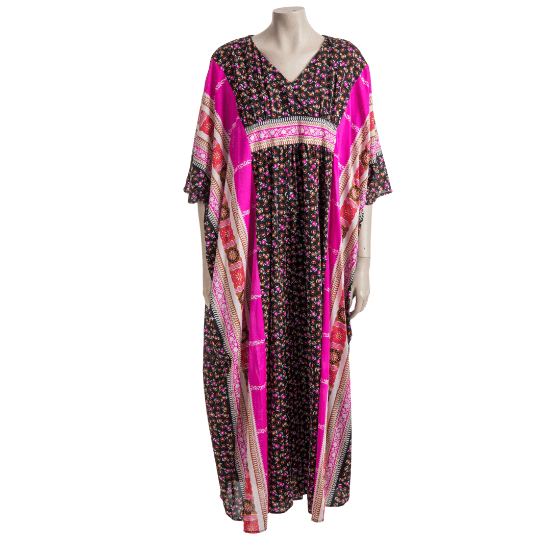 70s floral vintage kaftan maxi dress - S/M