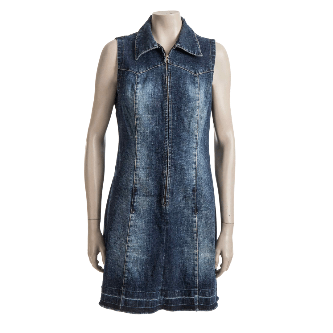 Denim Sissy Boy sleeveless collared dress - L