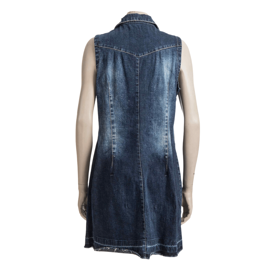 Denim Sissy Boy sleeveless collared dress - L