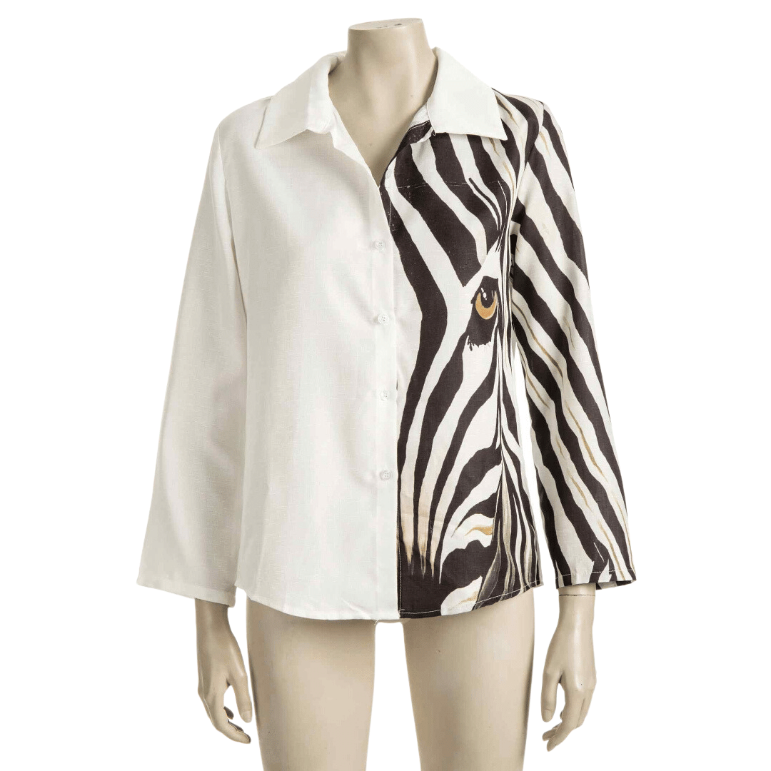 Zebra print longsleeve shirt - M