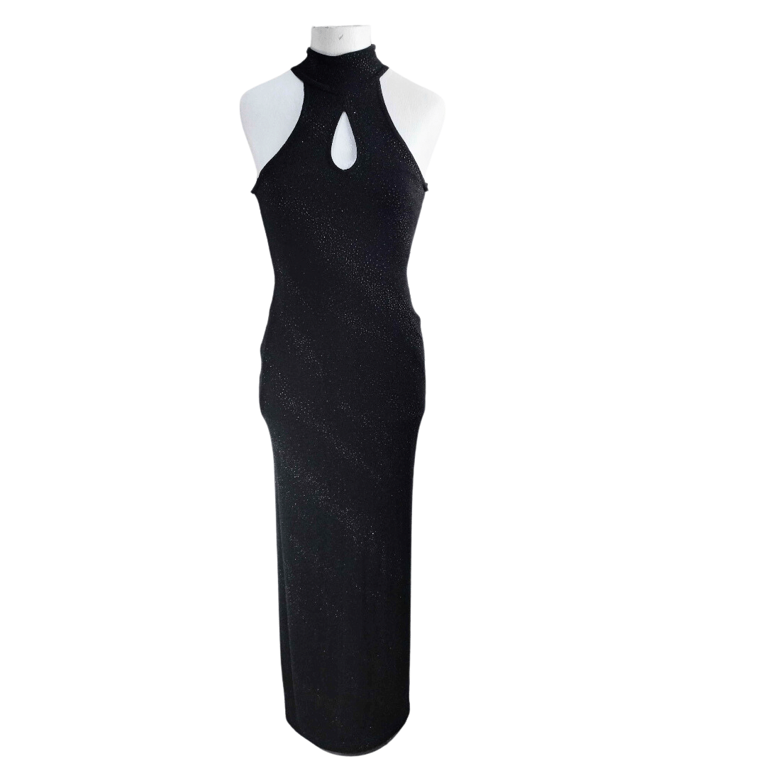 Keyhole halter bodycon maxi dress - S