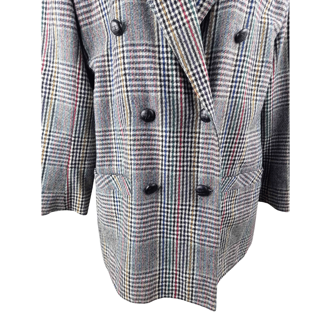 Vintage plaid double-breasted blazer - L