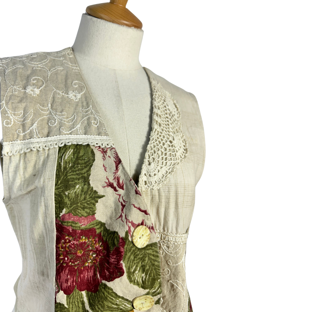 Vintage linen blend waistcoat - M