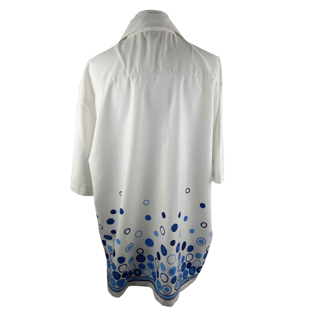 White shortsleeve bubbles shirt - L