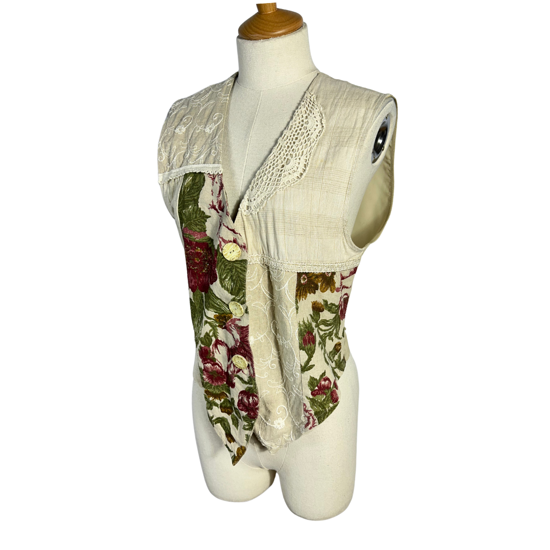 Vintage linen blend waistcoat - M