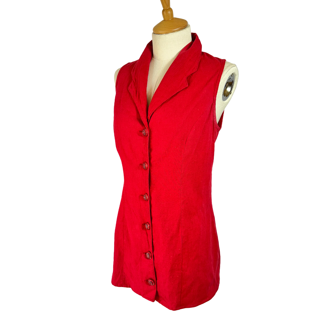 Red 90s sleeveless top - M