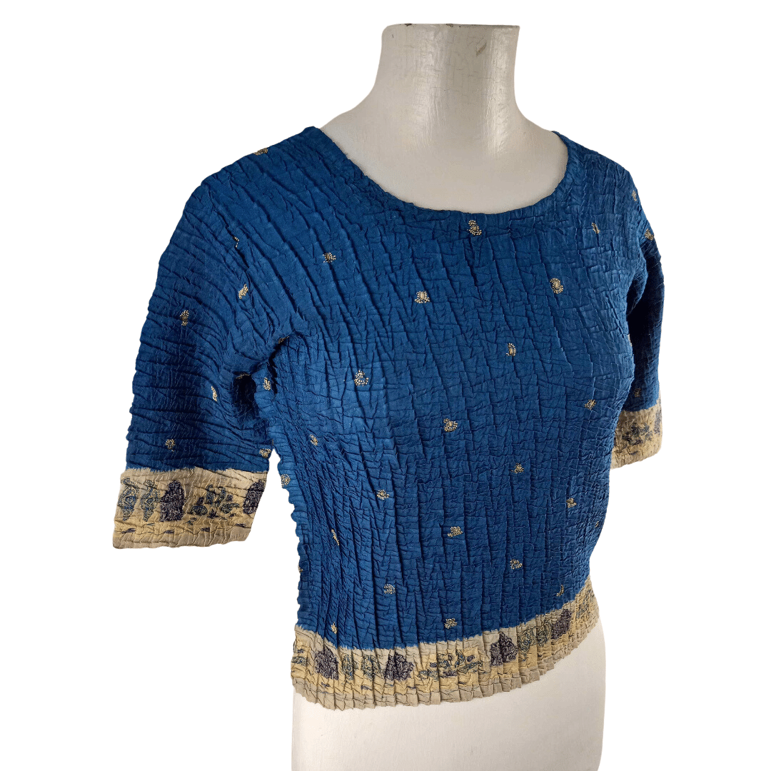 Crinkled paisley shortsleeve top - S