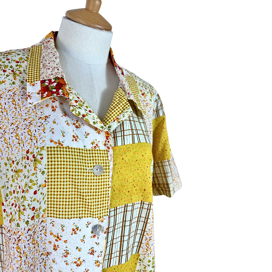 Vintage patchwork style shirt - M