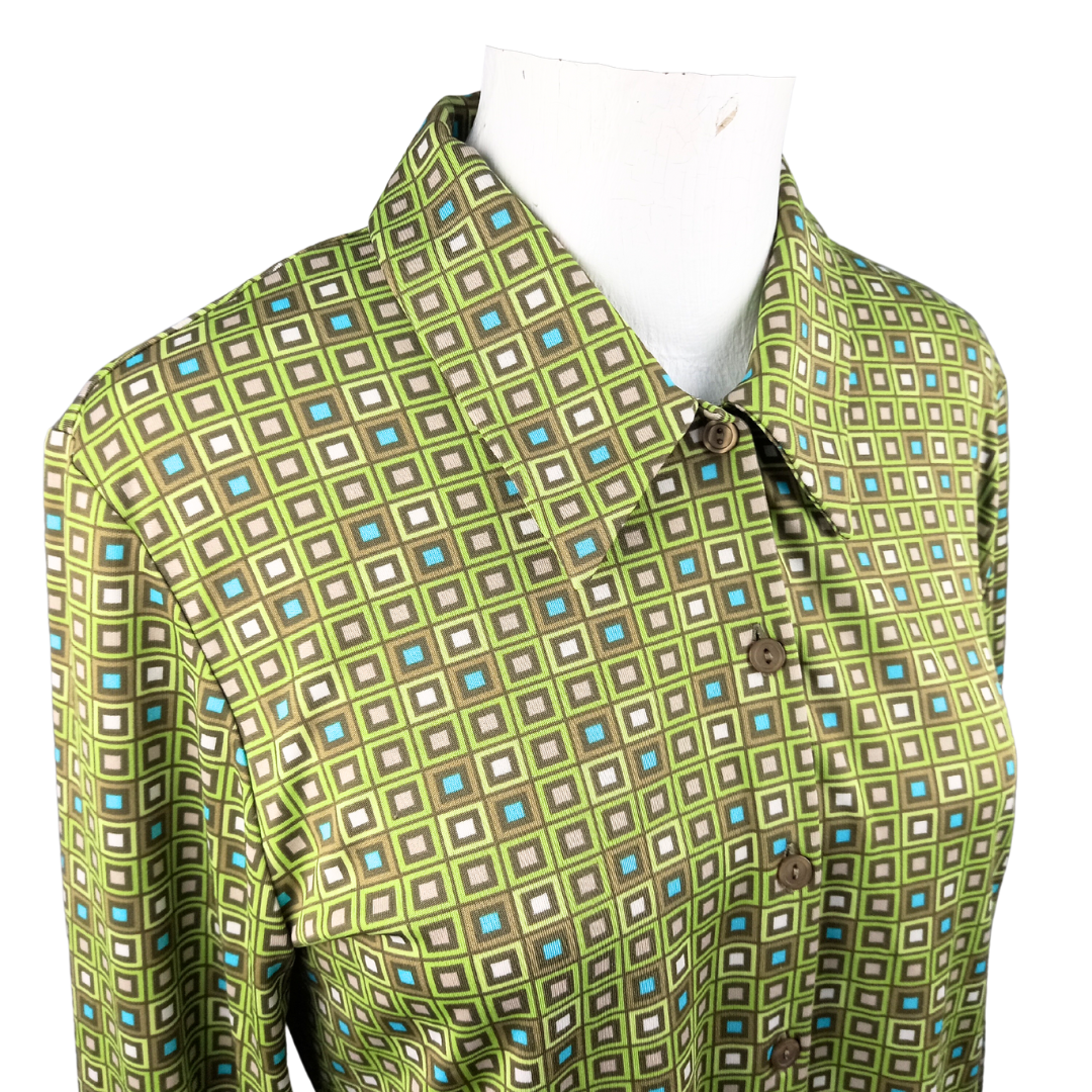 70s-inspired print longsleeve shirt - L