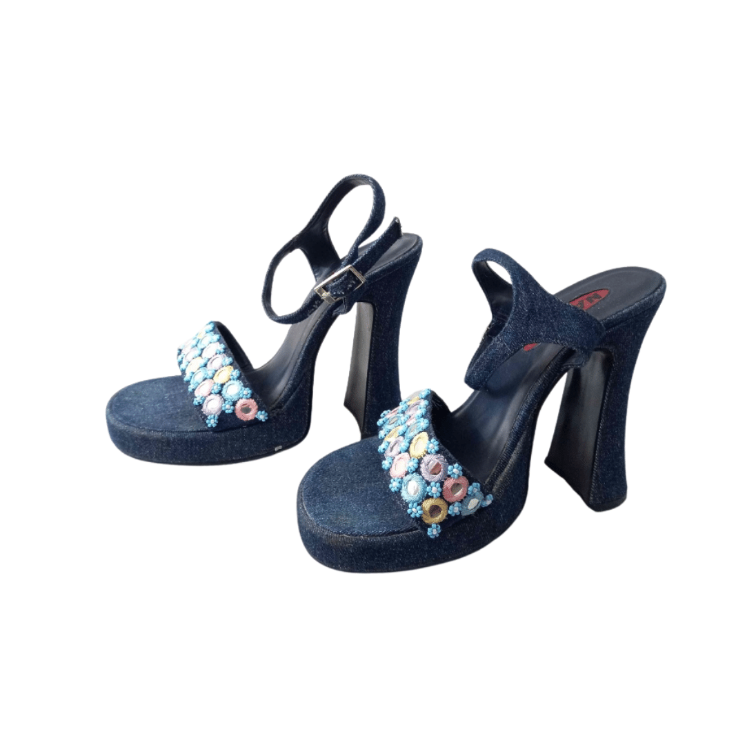 Denim 90's heels- UK5