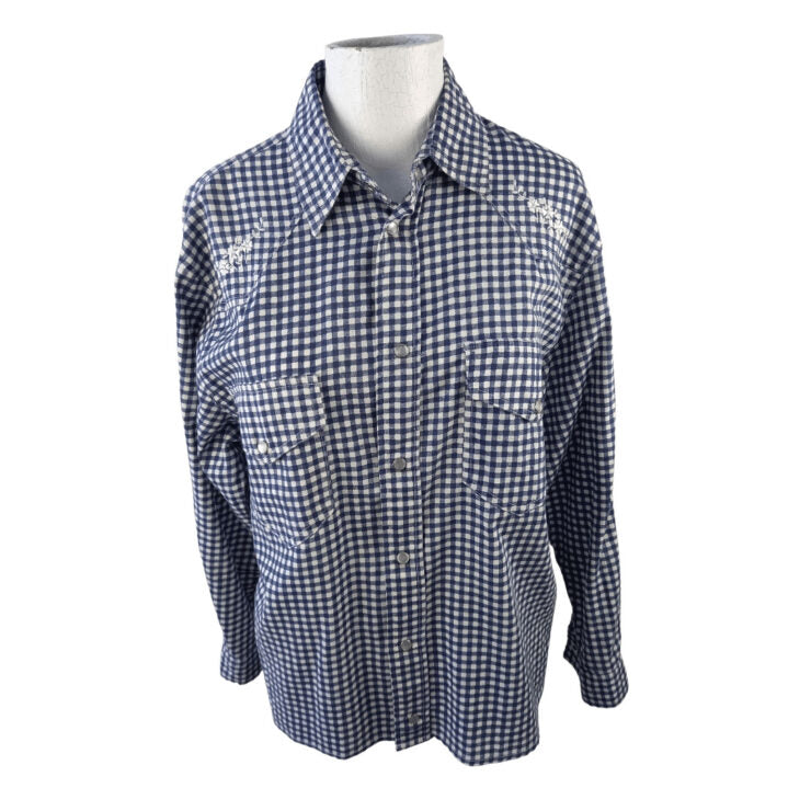 Blue and white check shirt-