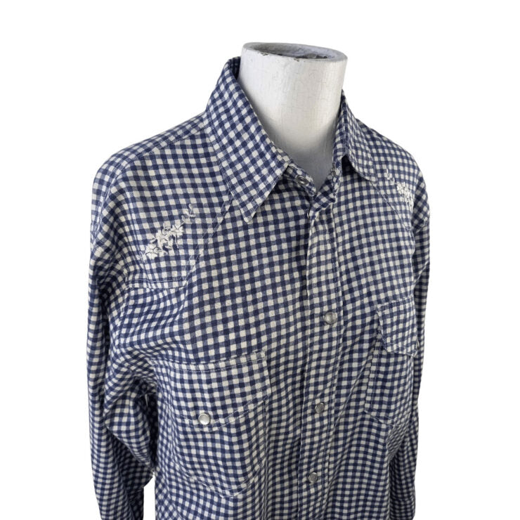 Blue and white check shirt-