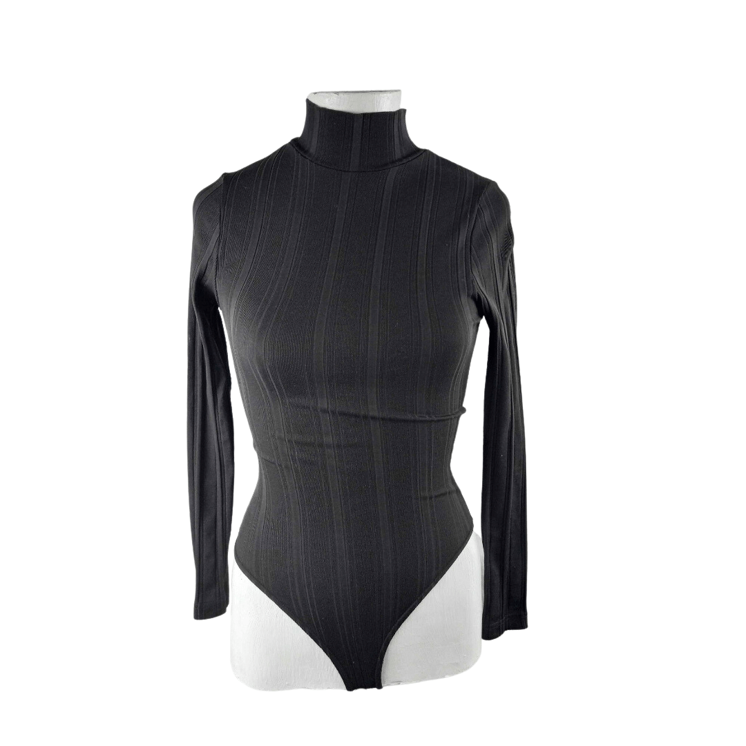 Mock neck ribbed longsleeve bodysuit - S