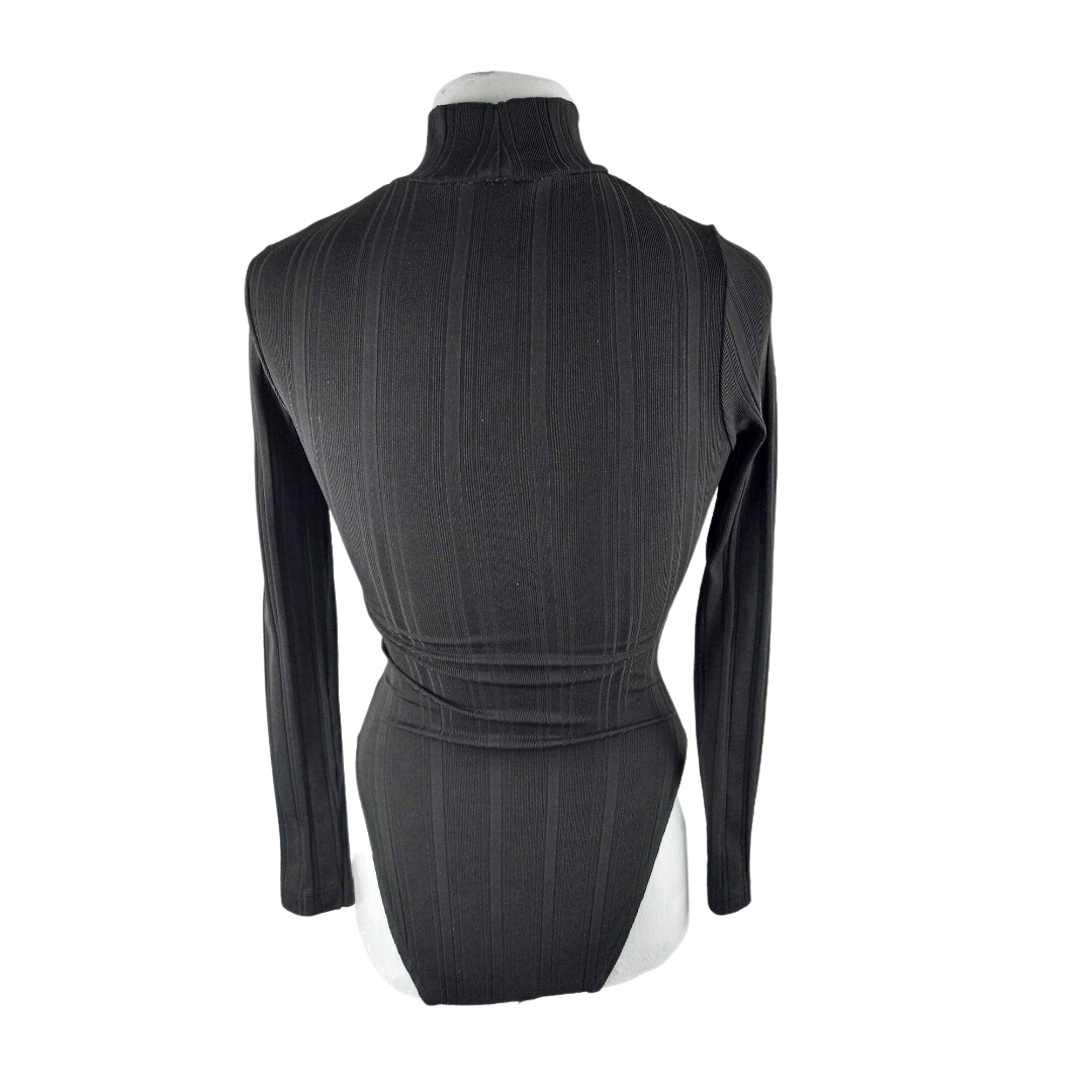 Mock neck ribbed longsleeve bodysuit - S