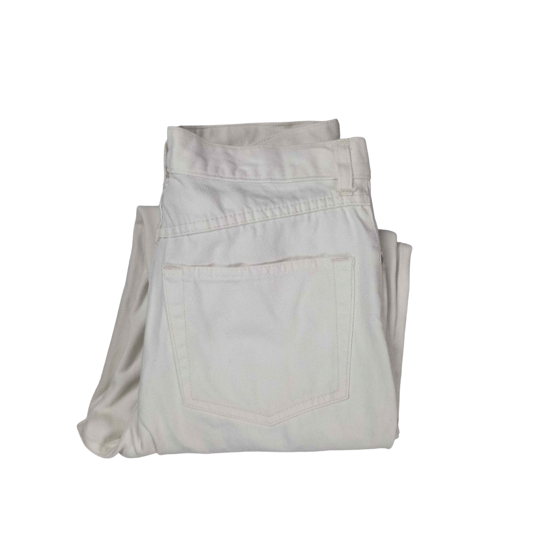 White embroided high waisted jeans- M