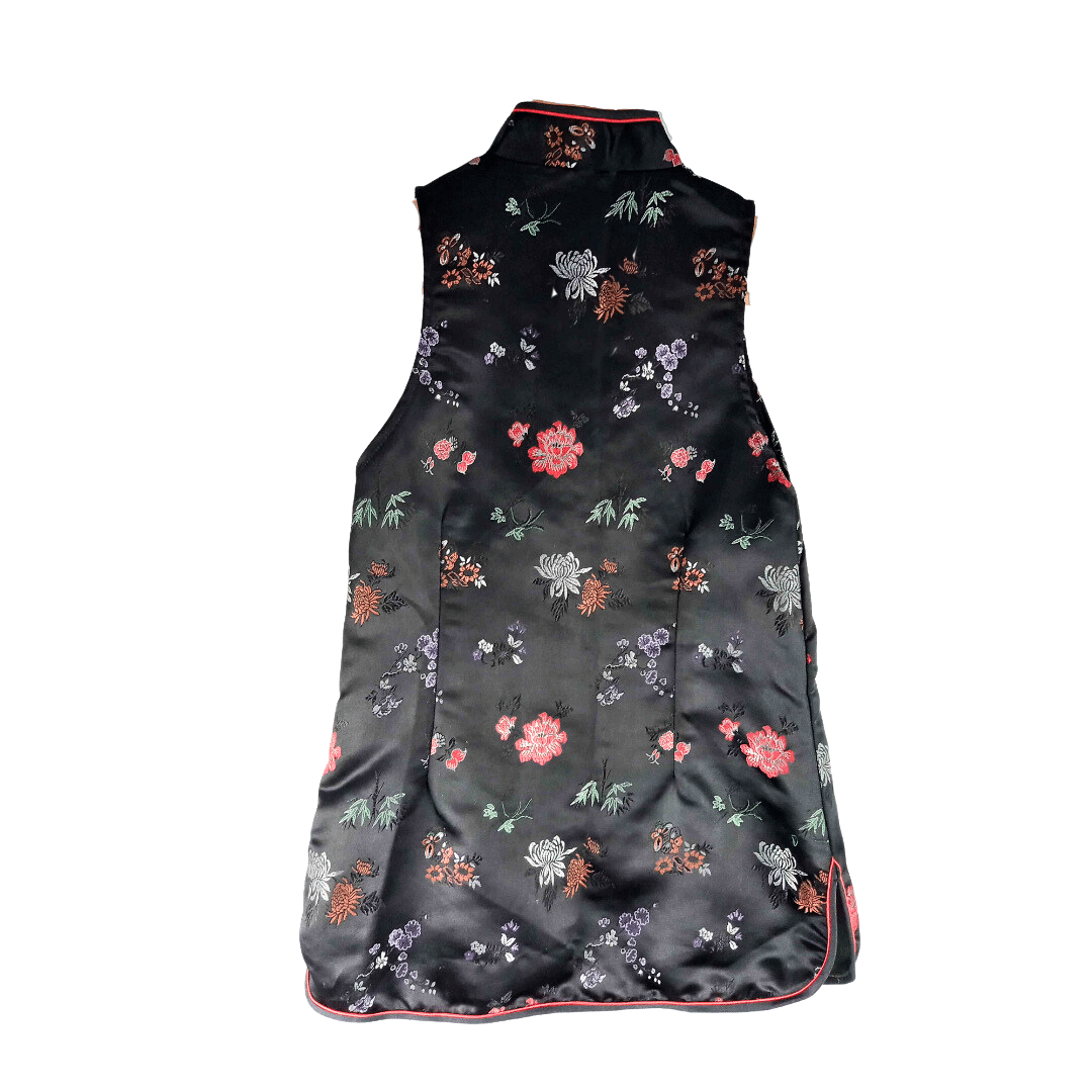 Black oriental sleeveless top - S
