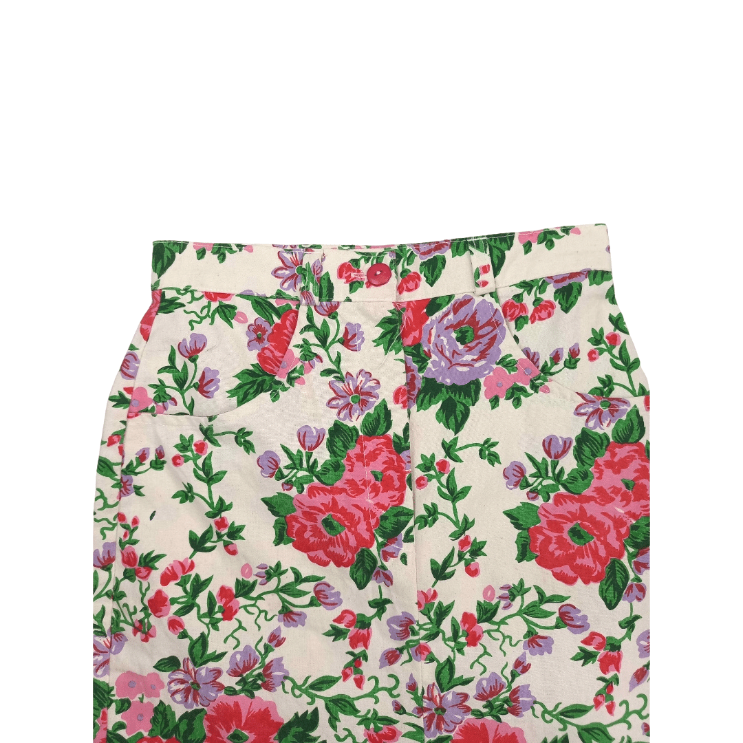 Floral high waisted mini skirt- small