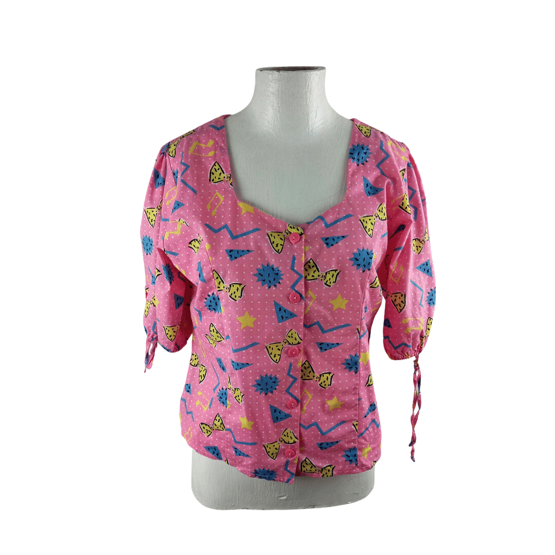 Retro print blouse - M