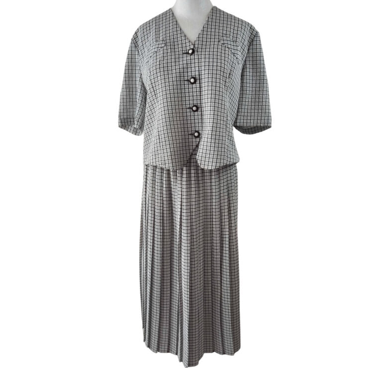 Vintage check skirt and top set- M