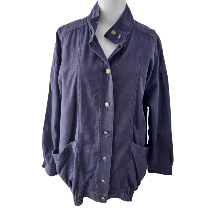 Navy longer length bomber jacket- M/L