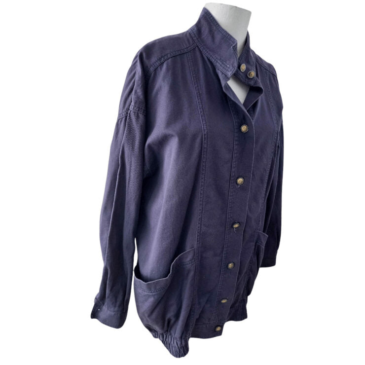Navy longer length bomber jacket- M/L