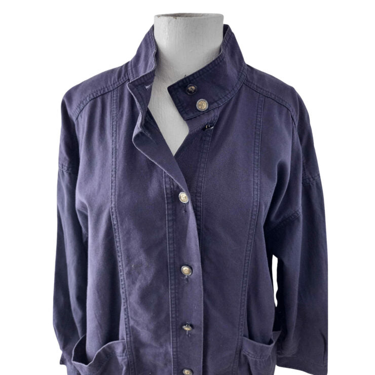 Navy longer length bomber jacket- M/L